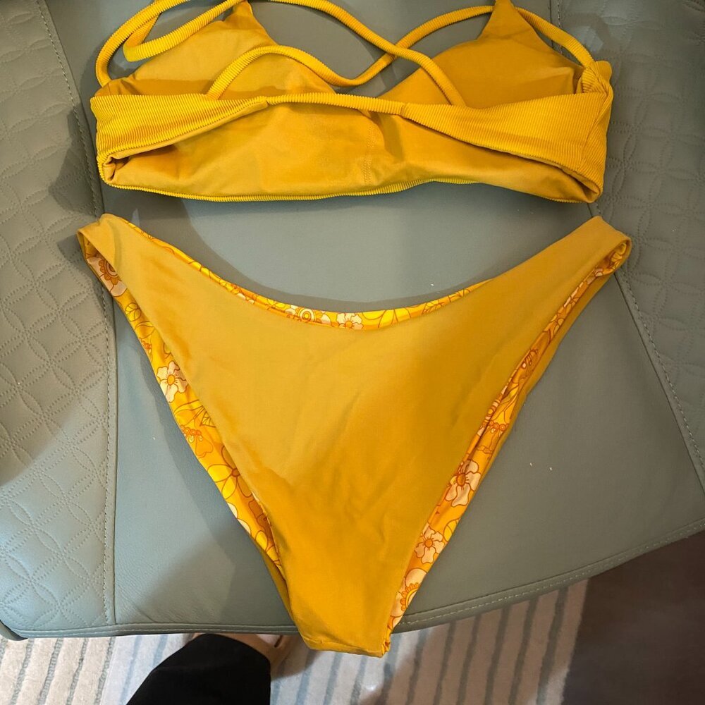 Do Good Swimwear Bikini – Reversible Orange Blossom Bottoms & Marigold Kelia Top - Picture 6 of 6